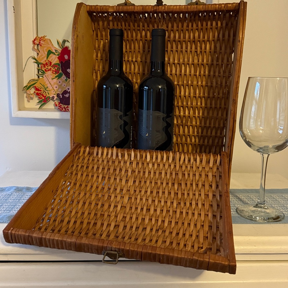 Vintage Rattan Wine Basket